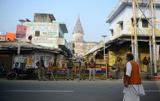 Police in Ayodhya were seen checking vehicles and stopping some passers-by for questioning as they sought to prevent any flare-up in violence