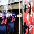 Football jerseys bearing the words, "Stay Strong Appie" and the number 34 to show support to Ajax midfielder Abdelhak Nouri at the Ajax football club store in Amsterdam on July 10, 2017