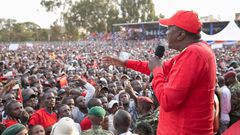 President Uhuru Kenyatta addresses his supporters during a tour in Kiambu County.