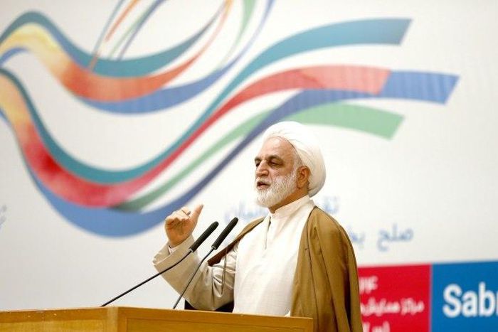 Deputy judiciary chief Gholamhossein Mohseni Ejeie, shown in March 2017, announced that a US citizen accused of "infiltration" in Iran had been sentenced to 10 years in prison