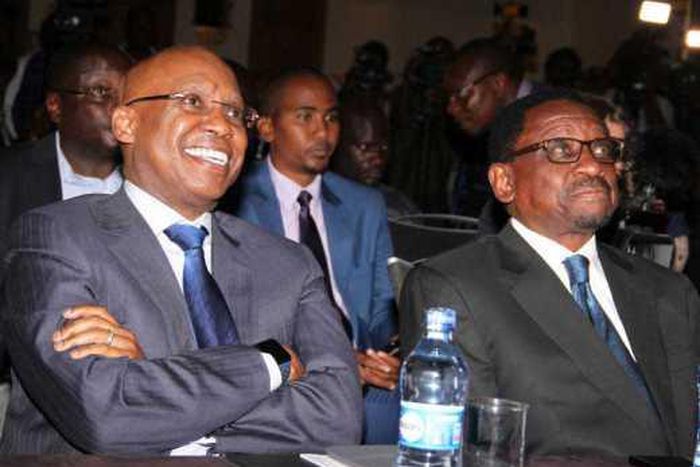 Siaya Senator James Orengo with businessman Jimi Wanjigi