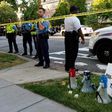 Police secure the street outside the Turkish embassy during a visit by Turkish President Recep Tayyip Erdogan on May 16, 2017 in Washington, DC