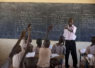 A teacher during a class session in Kenya