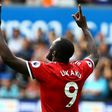 Manchester United's Romelu Lukaku celebrates after scoring against Swansea City during their Premier League match at the Liberty Stadium in south Wales, on August 19, 2017
