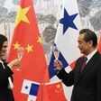 Panama's Vice President and Foreign Minister Isabel de Saint Malo (L)and Chinese Foreign Minister Wang Yi drink a toast after signing a joint communiqué on establishing diplomatic relations, in Beijing on June 13, 2017