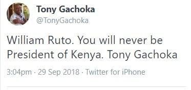 You will never be president – Tony Gachoka to William Ruto