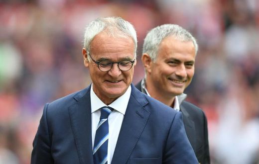 Claudio Ranieri (left) says Manchester United manager Jose Mourinho welcomed him back to the Premier League