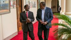 President Uhuru Kenyatta with Wiper Leader Kalonzo Musyoka at State House Nairobi