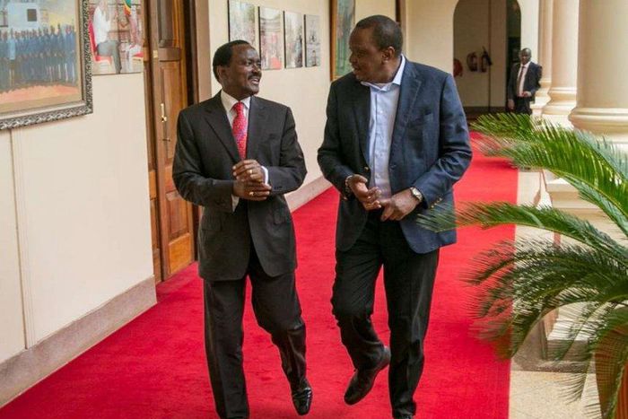 President Uhuru Kenyatta with Wiper Leader Kalonzo Musyoka at State House Nairobi