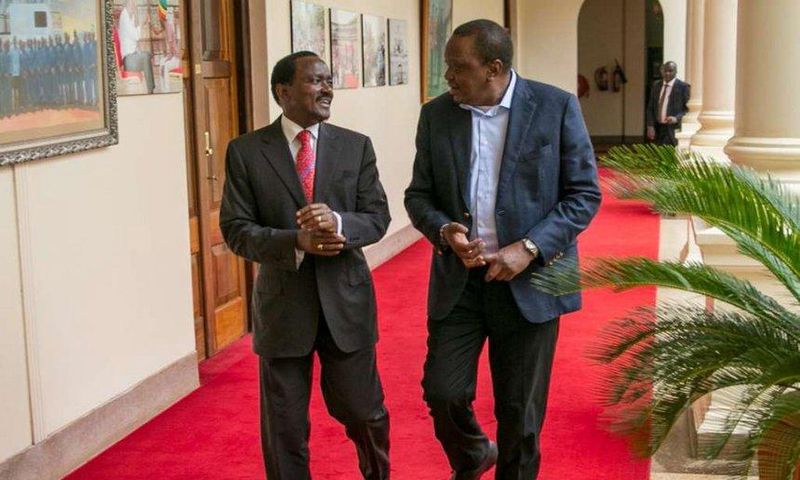 President Uhuru Kenyatta with Wiper Leader Kalonzo Musyoka at State House Nairobi