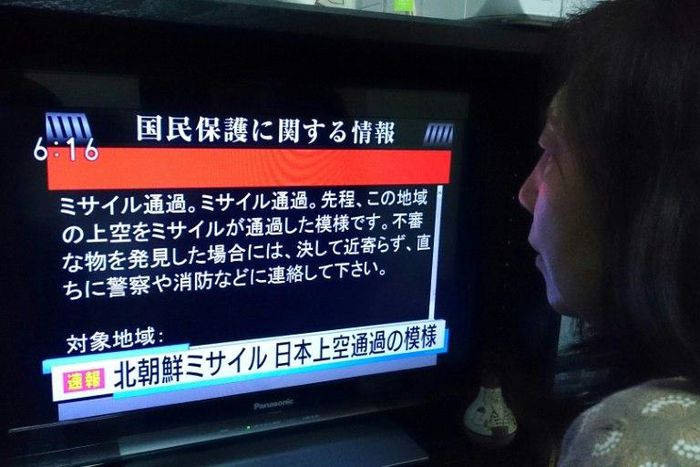 Japan's "J-alert" delivered ominous messages warning people to take cover after North Korea fired a missile over the north of the country