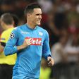 Napoli's striker Jose Callejon celebrates after scoring a goal in Nice on August 22, 2017