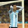 Agrentina's Angel Di Maria reacts to a missed goal during their friendly international football match against Brazil June 9, 2017