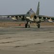 A Russian Su-25 ground attack aircraft lands at an airbase in the southern Russia's Krasnodar region, on March 16, 2016, after arriving from Syria