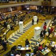 A voting booth is brought into the South African parliament to allow Members of Parliament to vote for or against the motion of no-confidence against South African president Jacob Zuma