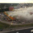 Smoke engulfed the Rio shopping mall in Moscow during a fire that sent 14 people to hospital