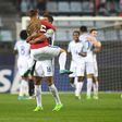 England's players (white) celebrate their victory during the U-20 World Cup semi-final football match between England and Italy in Jeonju, South Korea