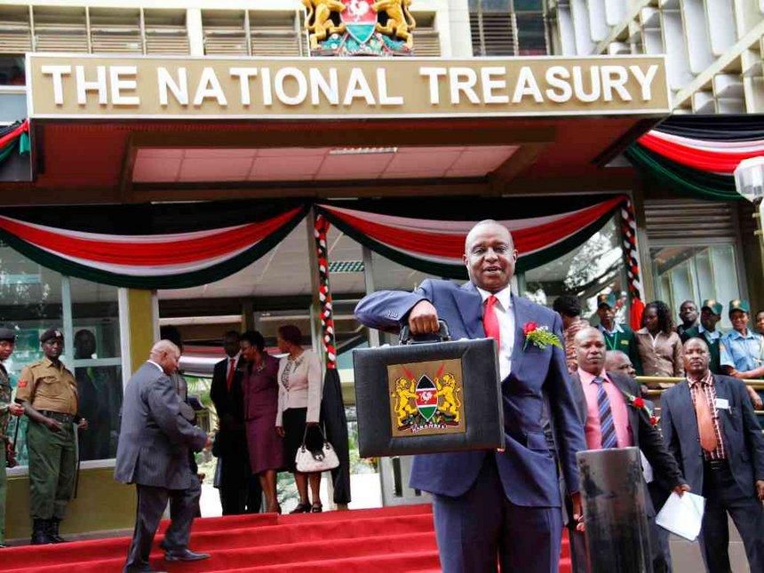 File image of Treasury CS Henry Rotich heading to Parliament to read the National Budget