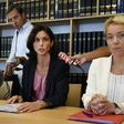 Lorient's prosecutor Laureline Peyrefitte (C) gives a press conference along with vice-prosecutor Cecile Flamet (R) and police chief Jonathan Rey (L) on July 13, 2017 in Lorient, western France, after three human foetuses were discovered