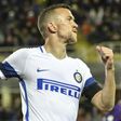 Inter Milan's forward Ivan Perisic celebrates after scoring on April 22, 2017