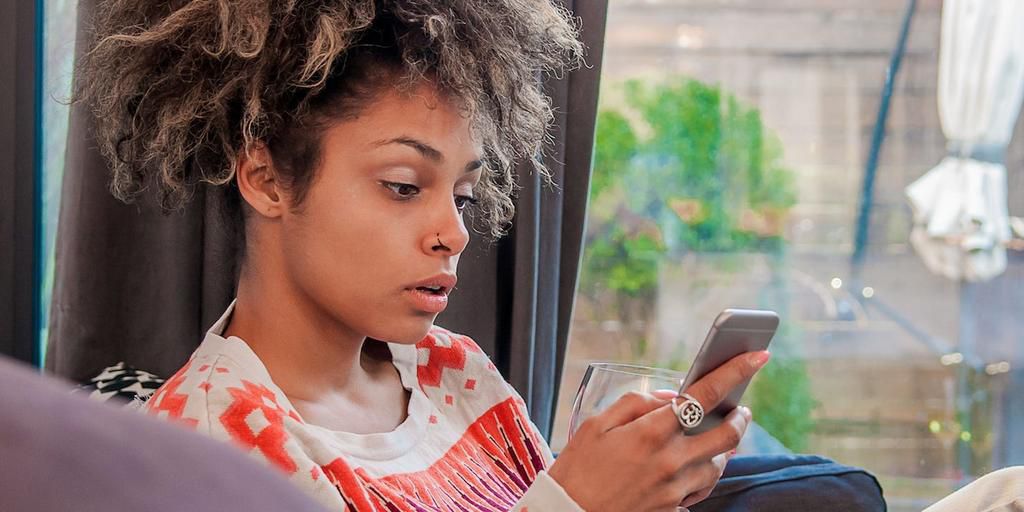 A woman using her phone
