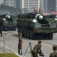 This picture taken on April 15, 2017 shows an unidentified rocket, reported to be a Hwasong-type missile similar to the one used in a May 14, 2017 test launch, at a military parade in Pyongyang