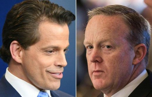 Anthony Scaramucci (L), Donald Trump's new White House communications, and Sean Spicer