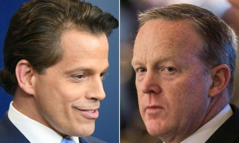 Anthony Scaramucci (L), Donald Trump's new White House communications, and Sean Spicer