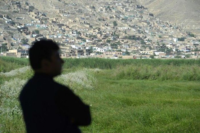 A birdwatcher looks on at the Kol-e Hashmat Khan wetland in the outskirts of Kabul