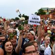 Protesters demonstrate against monthly ceremony marking the Lech Kaczynski's presidential plane crash in Smolensk, on July 10, 2017 in Warsaw, Poland