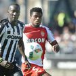 Angers' French forward Famara Diedhiou (left) vies with Monaco's Brazilian defender Jemerson during their French L1 match on April 8, 2017, at the Raymond Kopa Stadium in Angers, western France