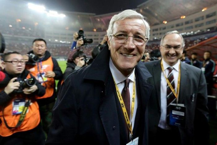 China coach Marcello Lippi celebrates victory against South Korea in a World Cup qualifier in Changsha on March 23, 2017