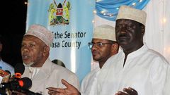 ODM leader Raila Odinga and Mombasa Senator Hassan Omar