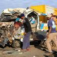 The wreckage of an 11-seater matatu involved in an accident at Sobea near Salgaa area