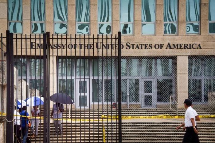 The US embassy in Havana, seen here on September 29, 2017, after a series of mysterious health incident involving some of its diplomats prompted Washington to withdraw more than half its personnel