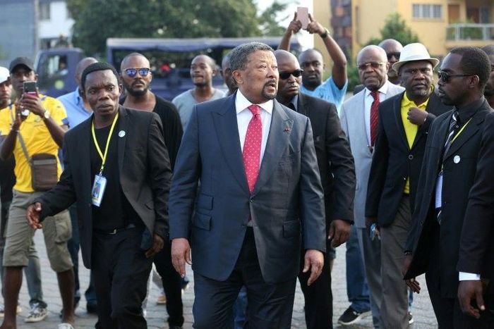 Ten people were inujured in Libreville, Gabon, during a rally celebrating the return of opposition figure Jean Ping (C),when the police broke up the rally as it had been forbidden by the interior ministry