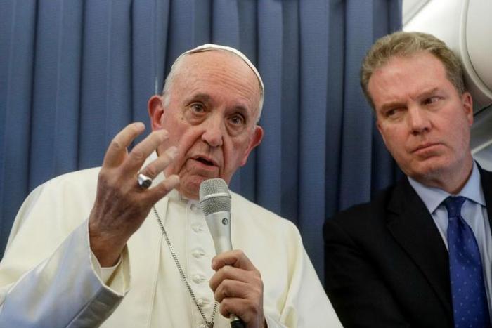 Burke (R) was named head of the Vatican press office in July, 2016