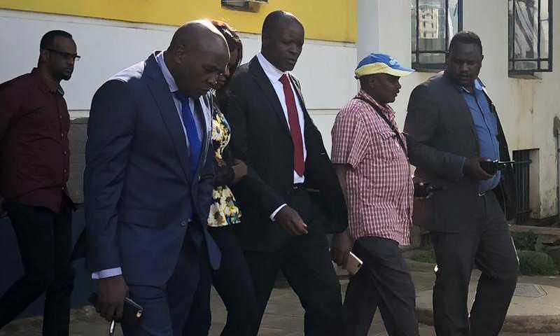 Governor Obado accompanied by his daughter and lawyer Cliff Ombeta
