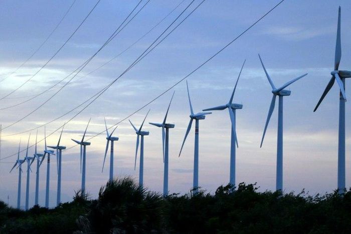View of a windmill farm in La Ventosa, Oaxaca State, Mexico