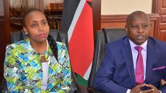 Nyeri Governor Mutahi Kahiga (R) with his DG Carol Karugu (L)