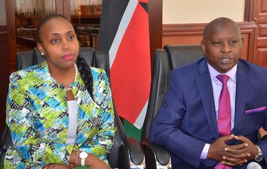 Nyeri Governor Mutahi Kahiga (R) with his DG Carol Karugu (L)