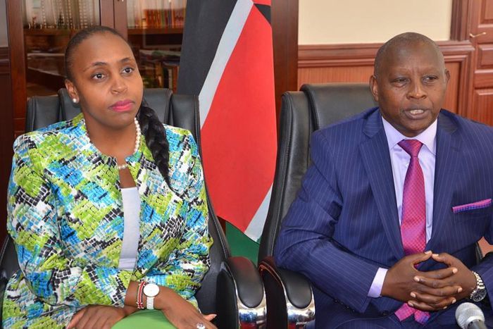 Nyeri Governor Mutahi Kahiga (R) with his DG Carol Karugu (L)