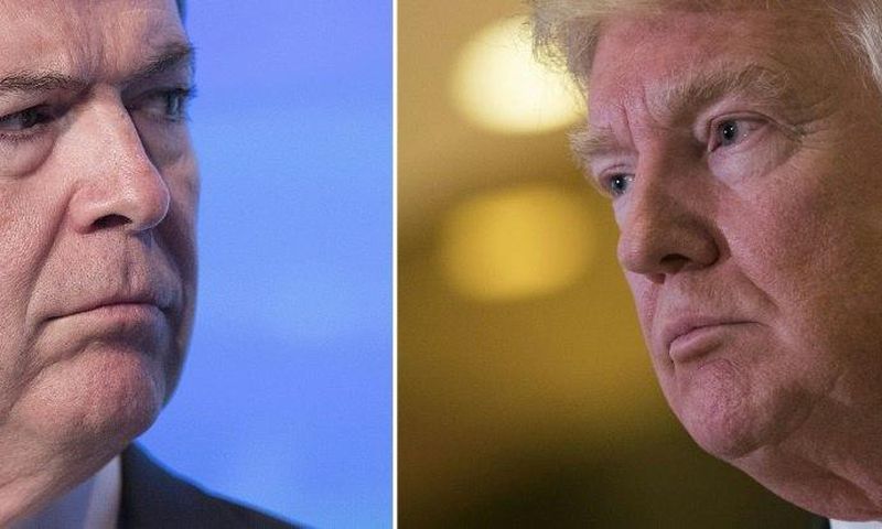 US President Donald Trump (right) and ousted FBI director James Comey
