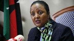 Education Cabinet Secretary Amb. Amina Mohamed addressing the media