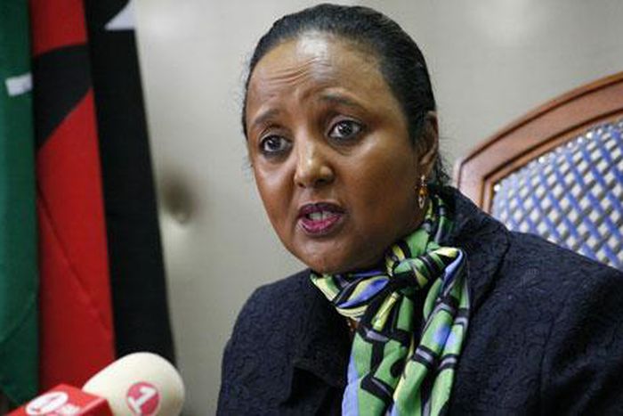 Education Cabinet Secretary Amb. Amina Mohamed addressing the media