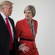 US President Donald Trump and British Prime Minister Theresa May walk to a press conference at the White House on January 27, 2017