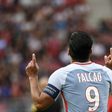 Monaco's forward Radamel Falcao celebrates after scoring his third goal during the French L1 football match against Dijon FCO August 13, 2017