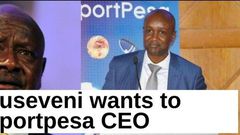 President Yoweri Museveni and Sportpesa CEO Ronald Karauri