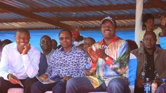 Wiper party leader Kalonzo Musyoka with MPs Gideon Ndambuki and Daniel Maanzo