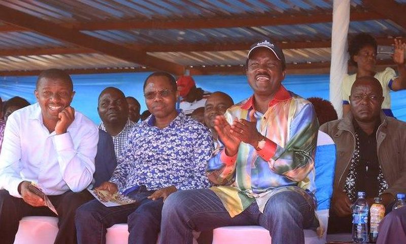 Wiper party leader Kalonzo Musyoka with MPs Gideon Ndambuki and Daniel Maanzo